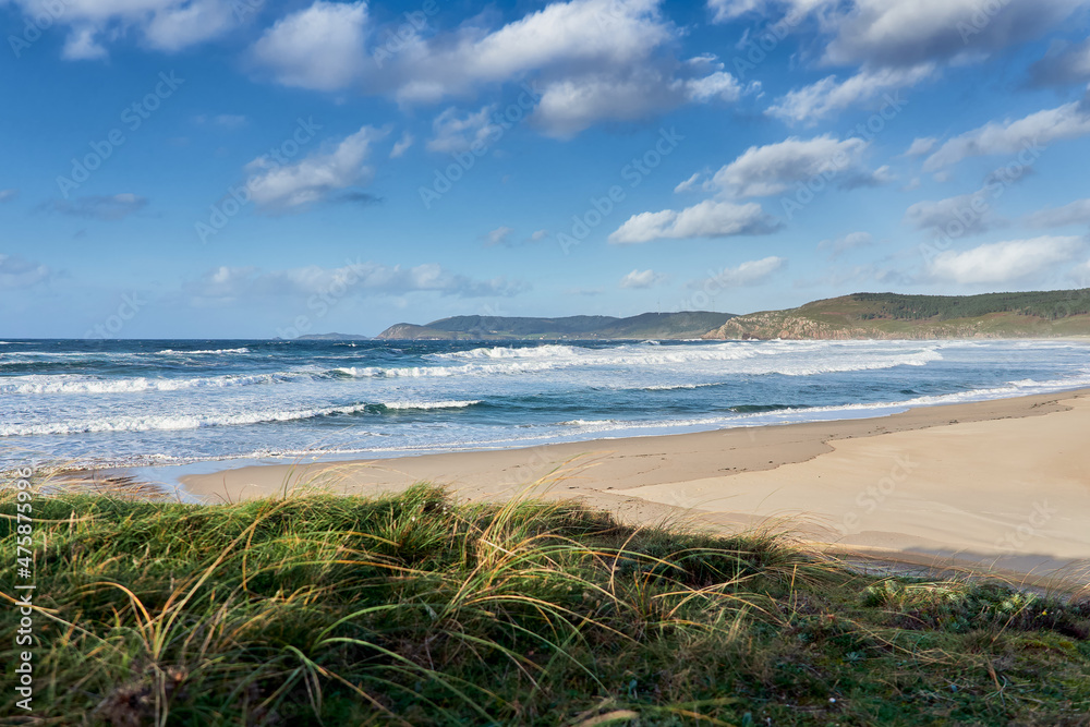 Rostro beach in Finisterre, Galicia, Spain. This wild beach and one of the surfer's paradises in the region of Costa da Morte Rostro beach in Finisterre, Galicia, Spain. This wild beach and one of the surfer's paradises in the region of Costa da Morte