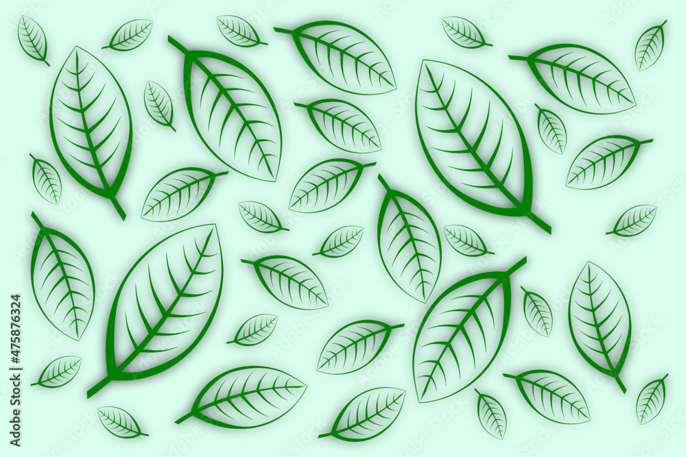 
Background with a floral pattern. Green leaves.