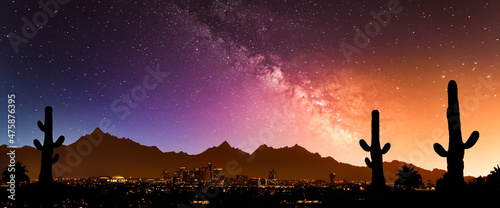 Phoenix skyline with the milky way photo