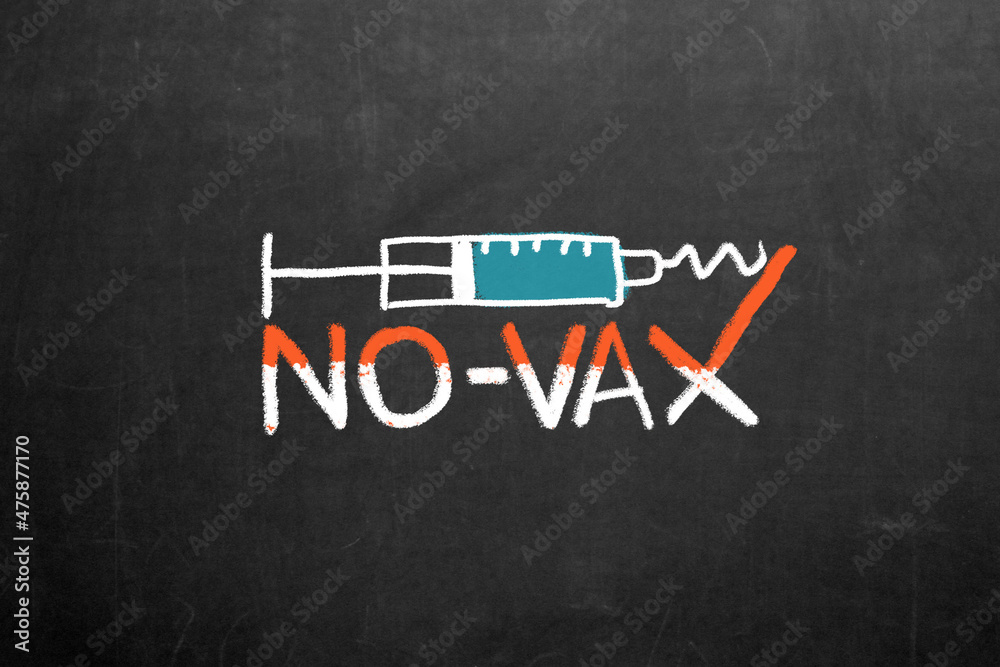 Covid-19 Anti Vax. Anti Vaccination Symbol. No-Vax movement. A syringe collides and breaks against no-vax. Denial, blame. Covid-19 Anti Vax. Anti Vaccination Symbol. No-Vax movement. A syringe collides and breaks against no-vax. Denial, blame.