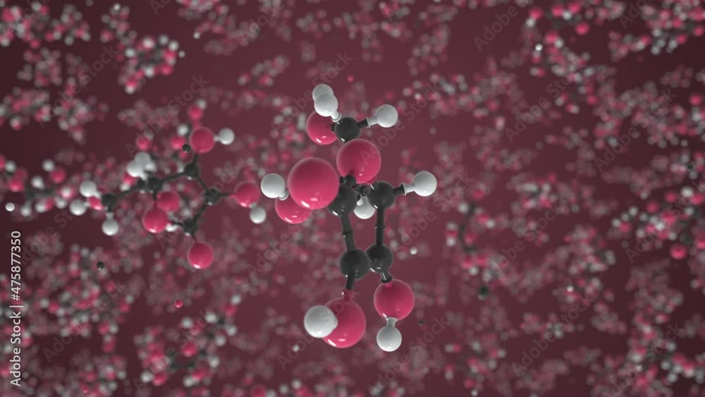 Molecule of vitamin C, isolated molecular model. Looping 3D animation or motion background