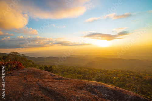 beautiful mountains and sky,Mountain landscape,Beautiful sunrise over the mountains in the west of Thailand.