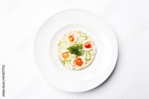 Olivier salad is a traditional salad dish in Russian cuisine