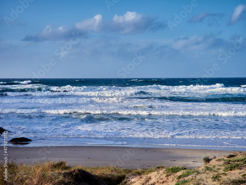 Rostro beach in Finisterre, Galicia, Spain. This wild beach and one of the surfer's paradises in the region of Costa da Morte