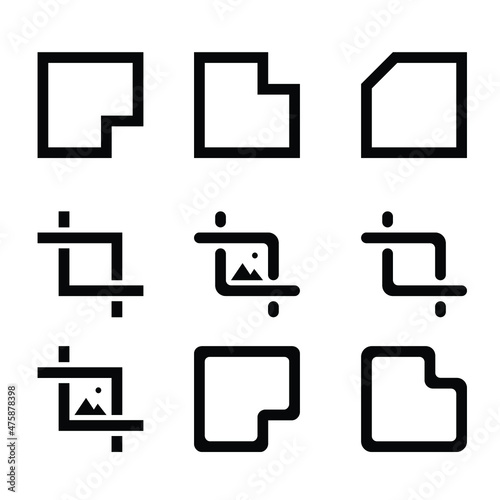 Crop Simple icon set vector