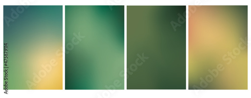 Abstract trend gradient green color blur backgrounds set for design concepts, web, presentations, banners, posters and prints. Vector illustration.