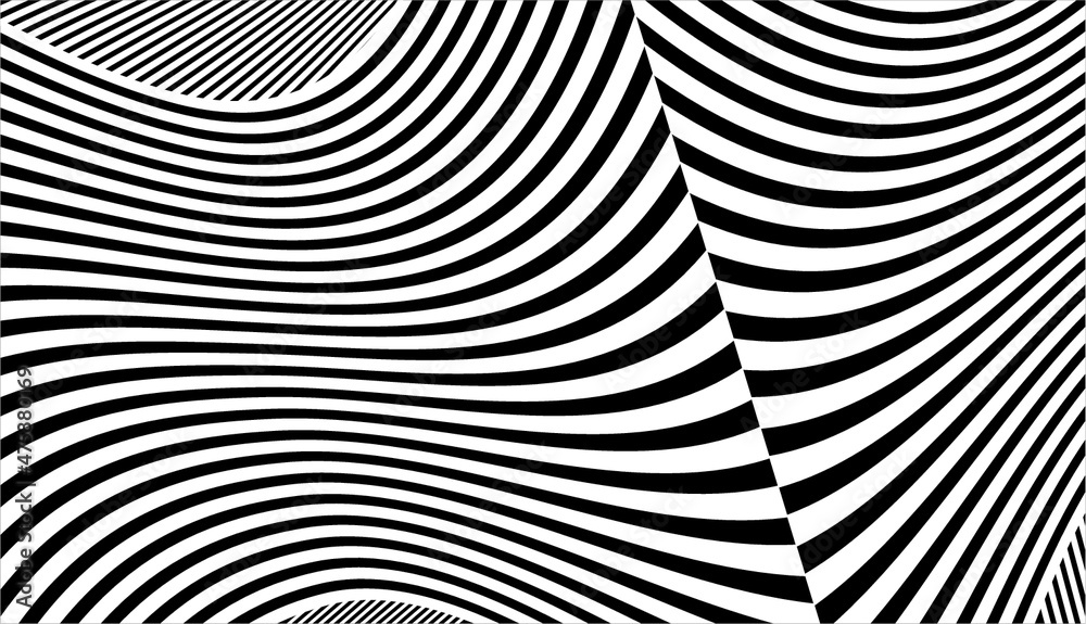Black and white Psychedelic Linear Wavy Backgrounds