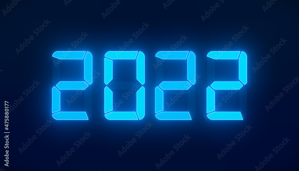 illustration of an LED display in blue with the new year 2022 illustration of an LED display in blue with the new year 2022