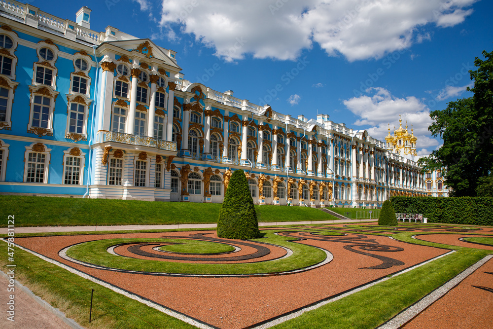 Catherine Palace with Church of the Resurrection. The Tsarskoye Selo Pushkin is State Museum-Preserve. Located near Saint-Petersburg