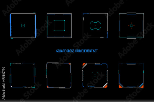 HUD Technology Futuristic Square Scifi Frame Layout Template for UI, Game, Infographic, Information Vector Set.