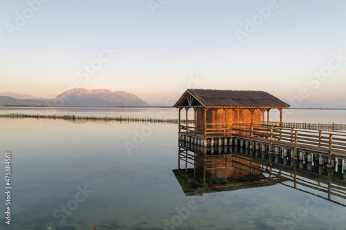 Traditional fishing house at Mesolonghi lagoon in Greece © Haris Photography