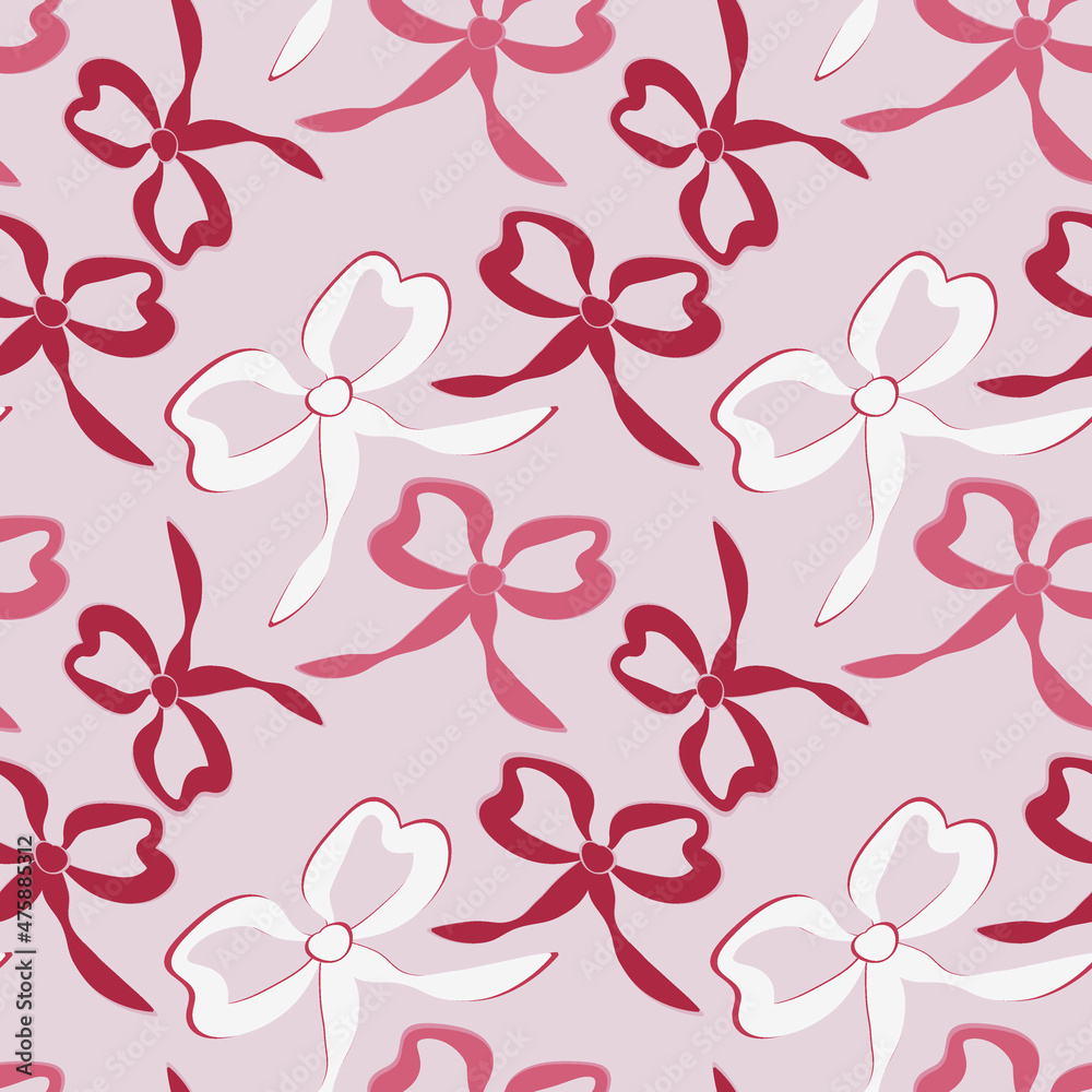 A seamless pattern on a square background is a ribbon bow