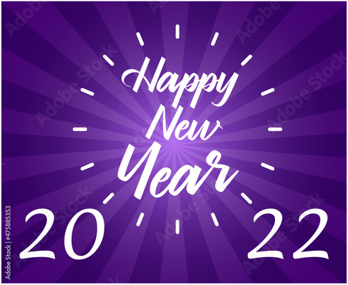 Happy New Year 2022 Vector Abstract Design Illustration Holiday White With Gradient Purple Background