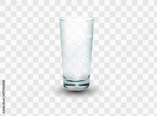 Short whiskey or water glass. Transparent vector illustration.