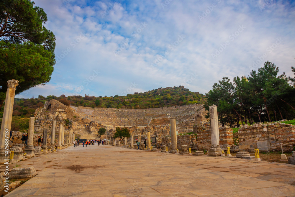 EPHESUS, TURKEY: Huge ancient amphitheater in Ephesus.
