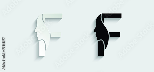letter F woman face vector template logo beauty salon 