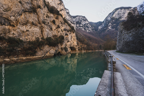 Italy, December 2021 - view of the Gola del Furlo in the Marche region in the province of Pesaro and Urbino photo