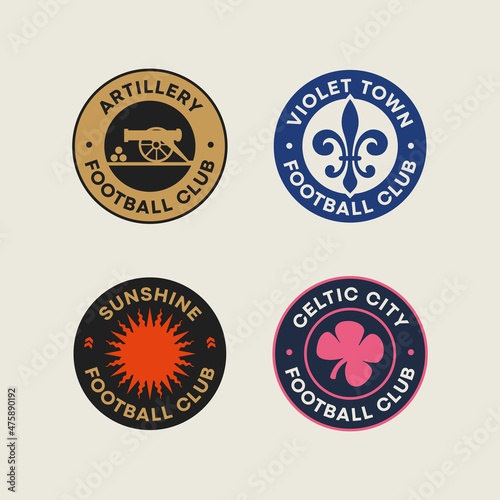Soccer football club logo emblem. Celtic, sunshine, artillery, violet football club.