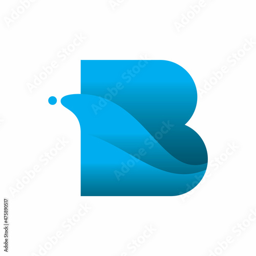 blue initial letter b fluid logo design