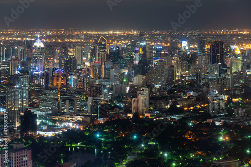 Night bangkok cityscape from center of Thailand
