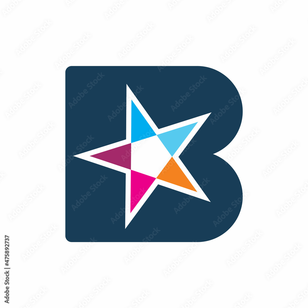 initial letter b star full color logo design initial letter b star full color logo design