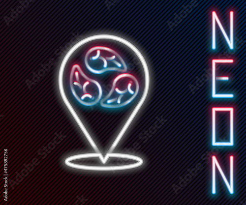 Glowing neon line Vegan food diet icon isolated on black background. Organic, bio, eco symbol. Vegan, no meat, lactose free, healthy, fresh and nonviolent food. Colorful outline concept. Vector