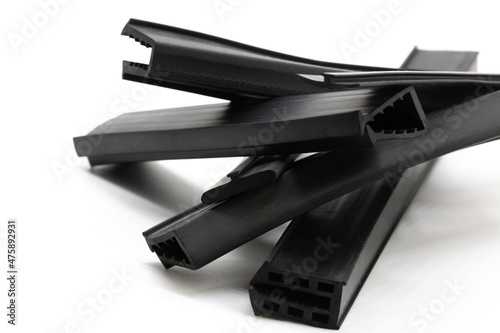 Rubber Epdm profile bundle, on white background