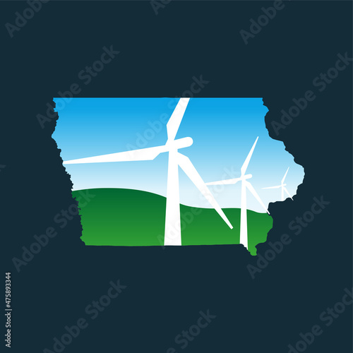 Clean energy logo to state Iowa state template
