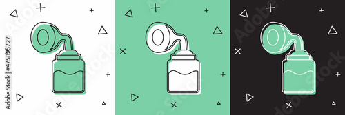 Set Breast pump icon isolated on white and green, black background. Vector