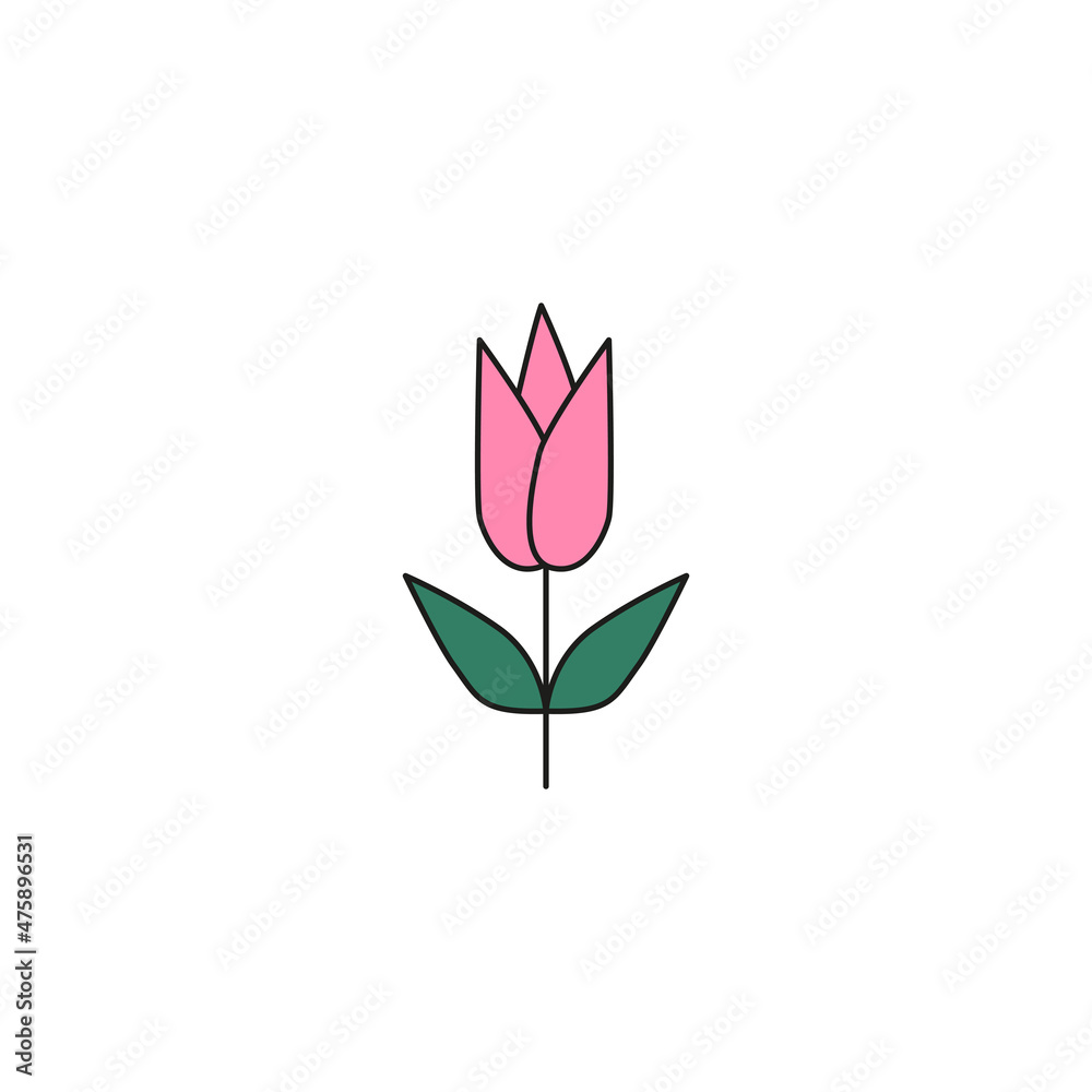 valentine's day concept. hand drawn doodle element for valentine's day. tulip. isolated vector illustration on white background