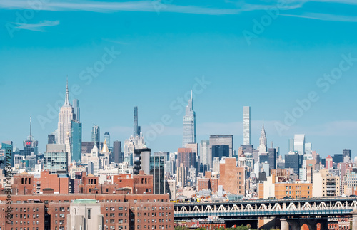 Panoramic view of skyscrapers in the city of Manhattan New York. 