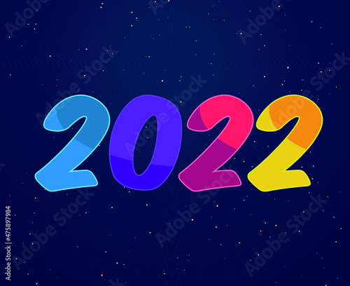 Happy New Year 2022 Abstract Vector Holiday Illustration Design Colorful With Blue Background