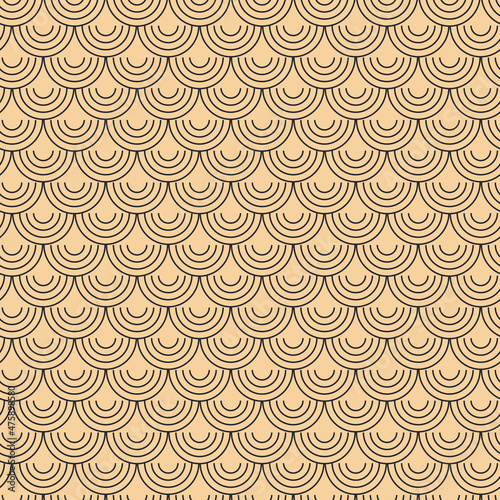 Modern vector pattern in Japanese style. Geometric black patterns on a gold background. Modern illustrations for wallpapers, flyers, covers, banners, minimalistic ornaments