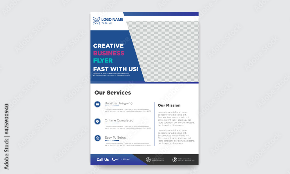 Obraz premium Modern business flyer, brochure Layout template in a4 size vector illustration. Easy to use and edit