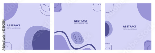 Very Peri set of design posts for social networks with doodle shape trendy color of the year 2022. Social media post hand drawn template collection in trendy color very peri. Vector illustration