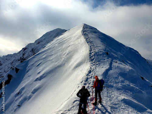 hiking in the mountains, Serbota Peak, Fagaras Mountains, Romania  photo