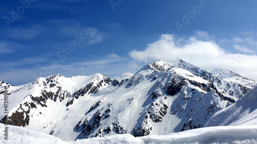 snow covered mountains, viewpoint from Serbota Ridge, Fagaras Mountains, Romania 