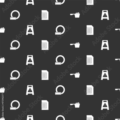Set Washing powder, Wet floor, dishes and Laundry detergent on seamless pattern. Vector