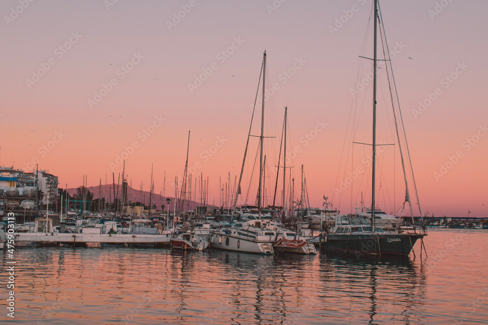 marina at sunset