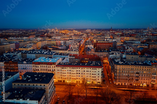 Wroclaw city at night, aerial view © Lazy_Bear