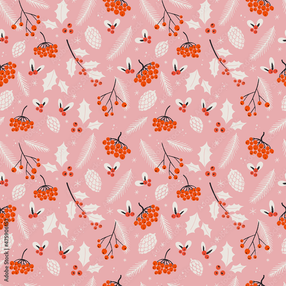 Winter forest hand drawn seamless pattern Winter forest hand drawn seamless pattern