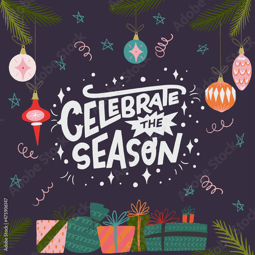 Celebrate the Season inscription and greeting card