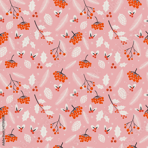 Winter forest hand drawn seamless pattern