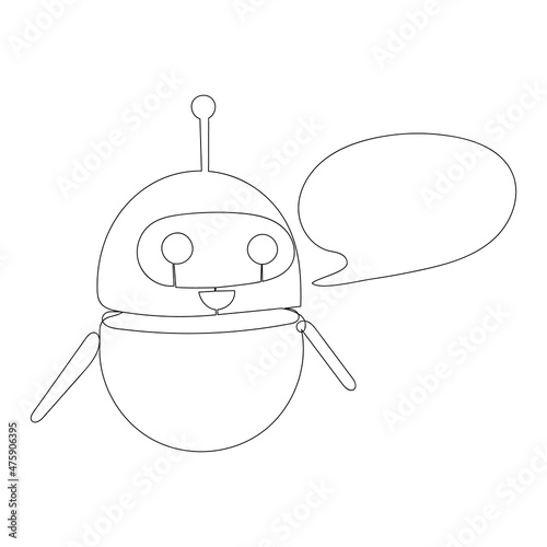Robot chatbot icon. Cute AI bot helper mascot character symbol business assistant. Continuous line drawing. Vector illustration.