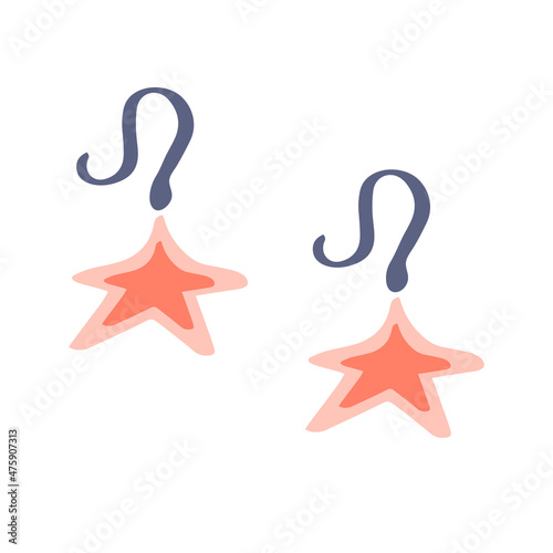 The image of earrings in the form of stars is a festive accessory decoration
