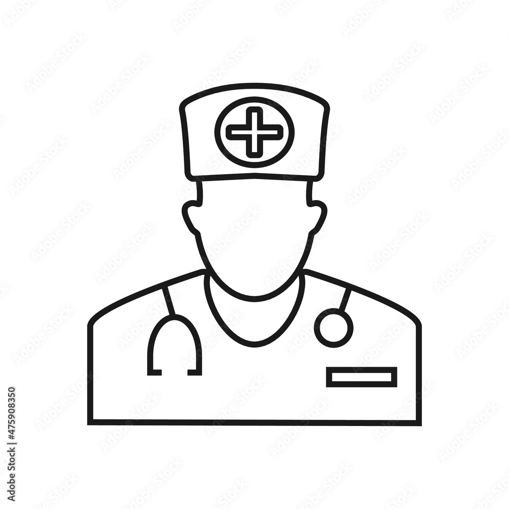 Doctor thin vector icon on white background Doctor thin vector icon on white background