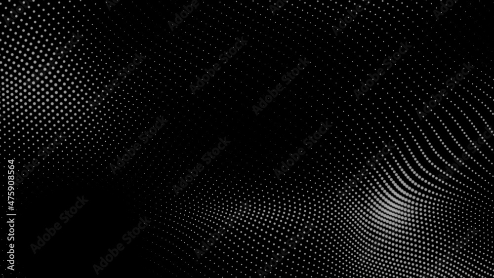 Dot white black wave technology texture background. Abstract big data digital concept. 3d rendering.