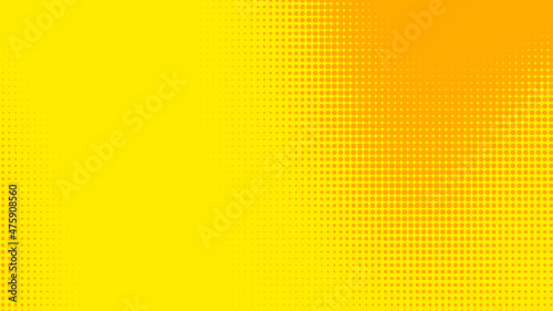 Dots halftone yellow orange color pattern gradient texture with technology digital background. Dots pop art comics with summer background. © Papapig