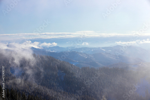 winter landscape with Rarau mountains - Romania