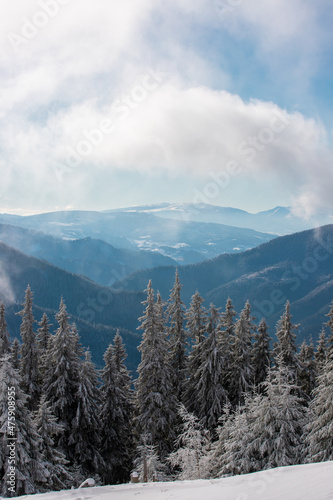 winter landscape with Rarau mountains - Romania photo